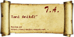 Tani Anikó névjegykártya